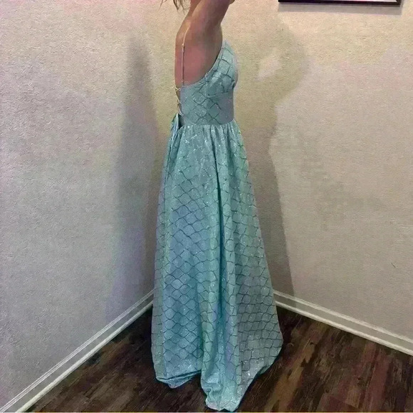 CRYSTAL DOLLS Womens Light Blue Spaghetti Strap Formal Gown Dress Juniors 9 - Picture 2 of 6